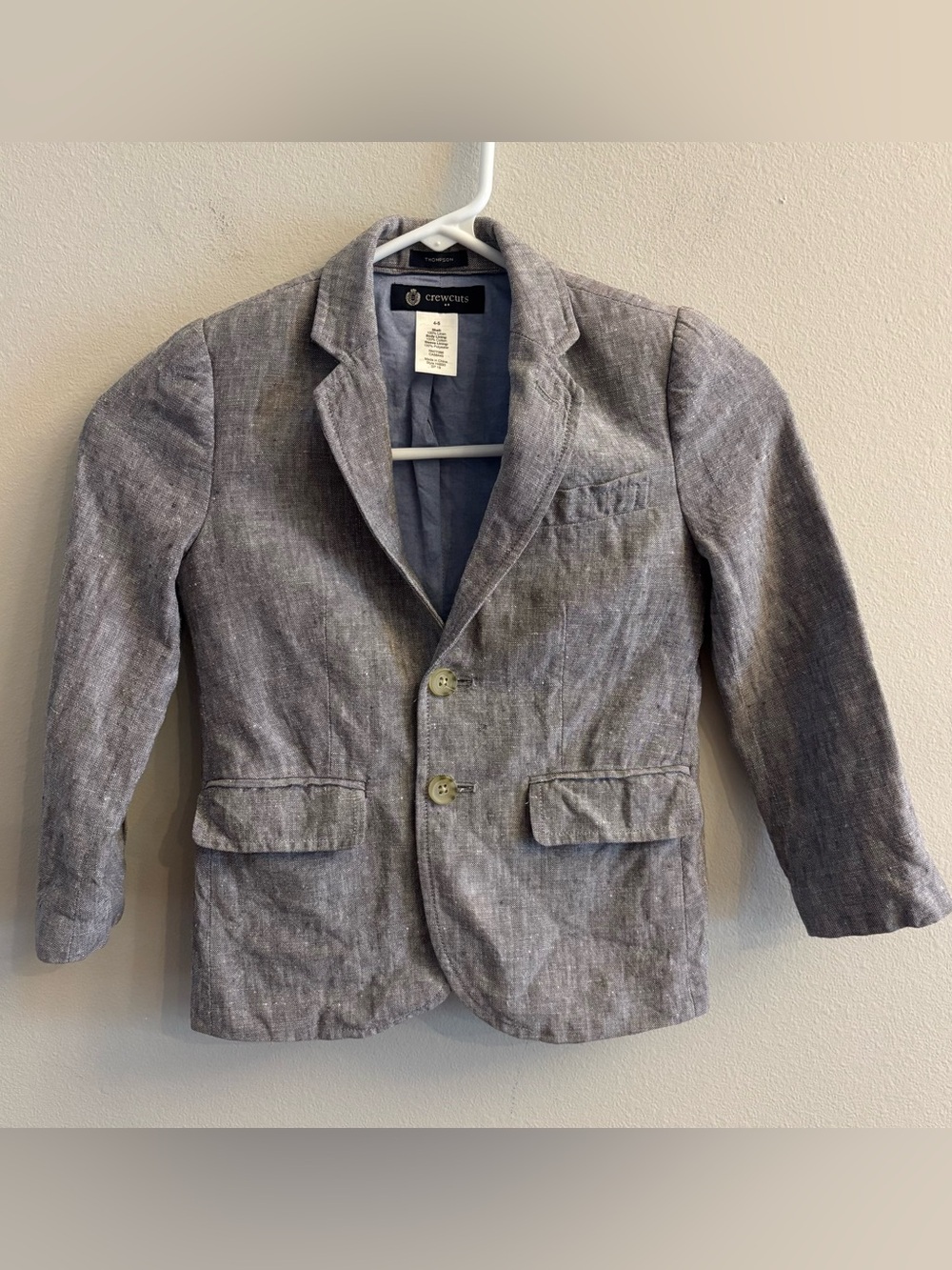Crewcuts Boys' Gray Linen Blend Blazer - Classic Two-Button size 4-5